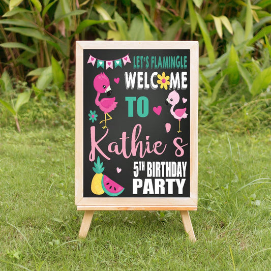 Flamingo birthday party signage