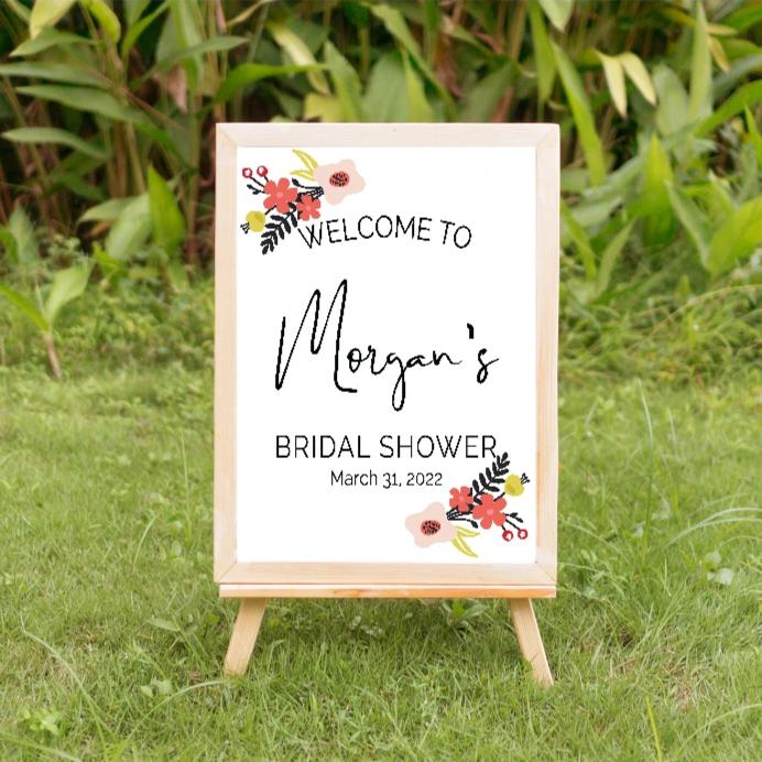 Bohemian floral wedding welcome sign