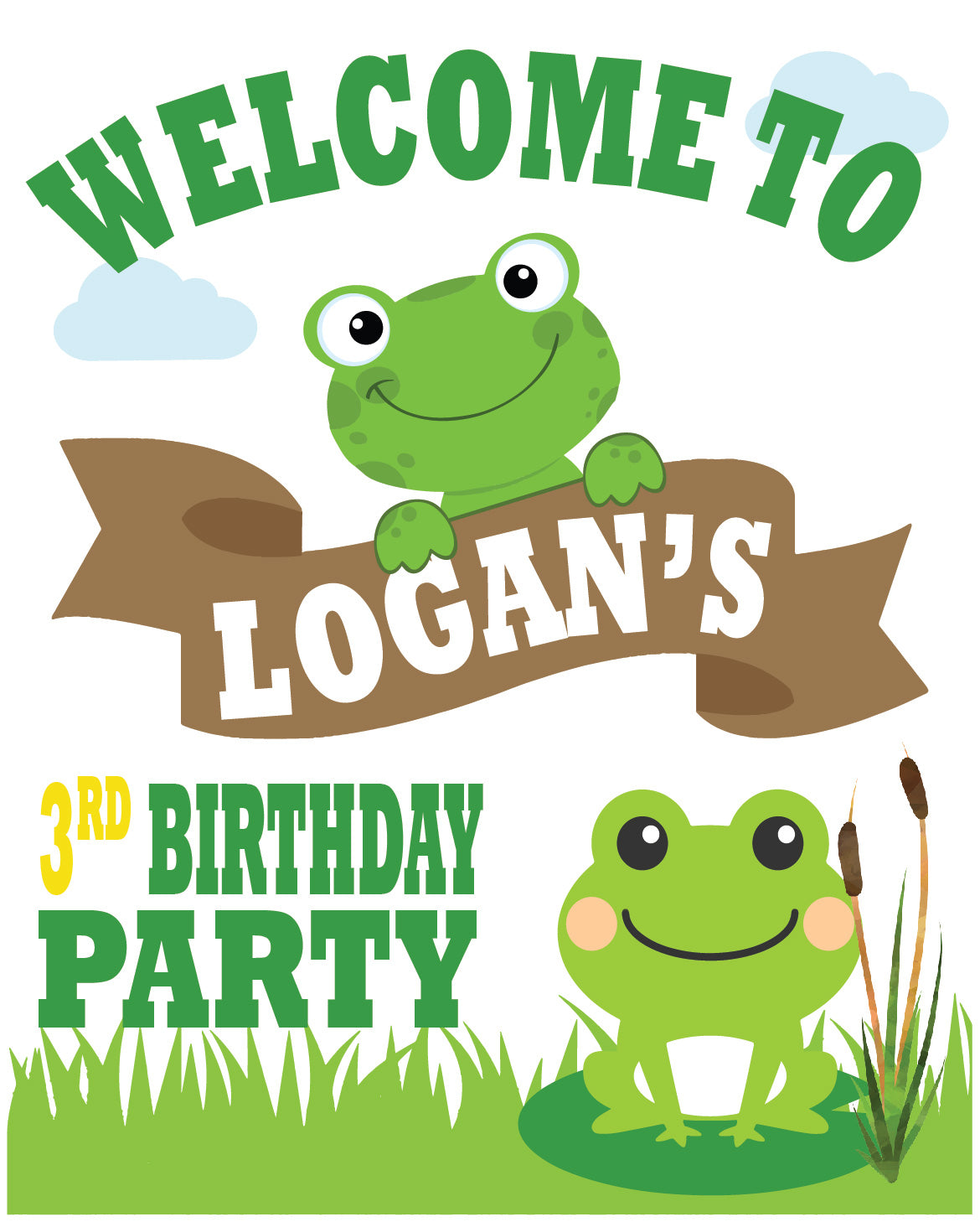 frog birthday banner poster