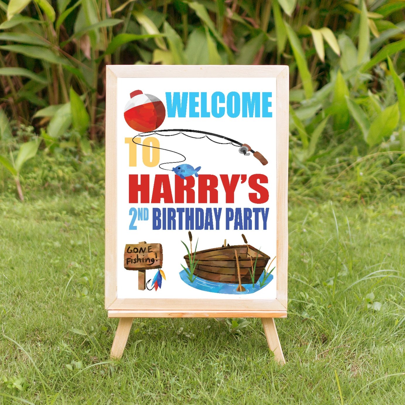 fishing welcome party sign