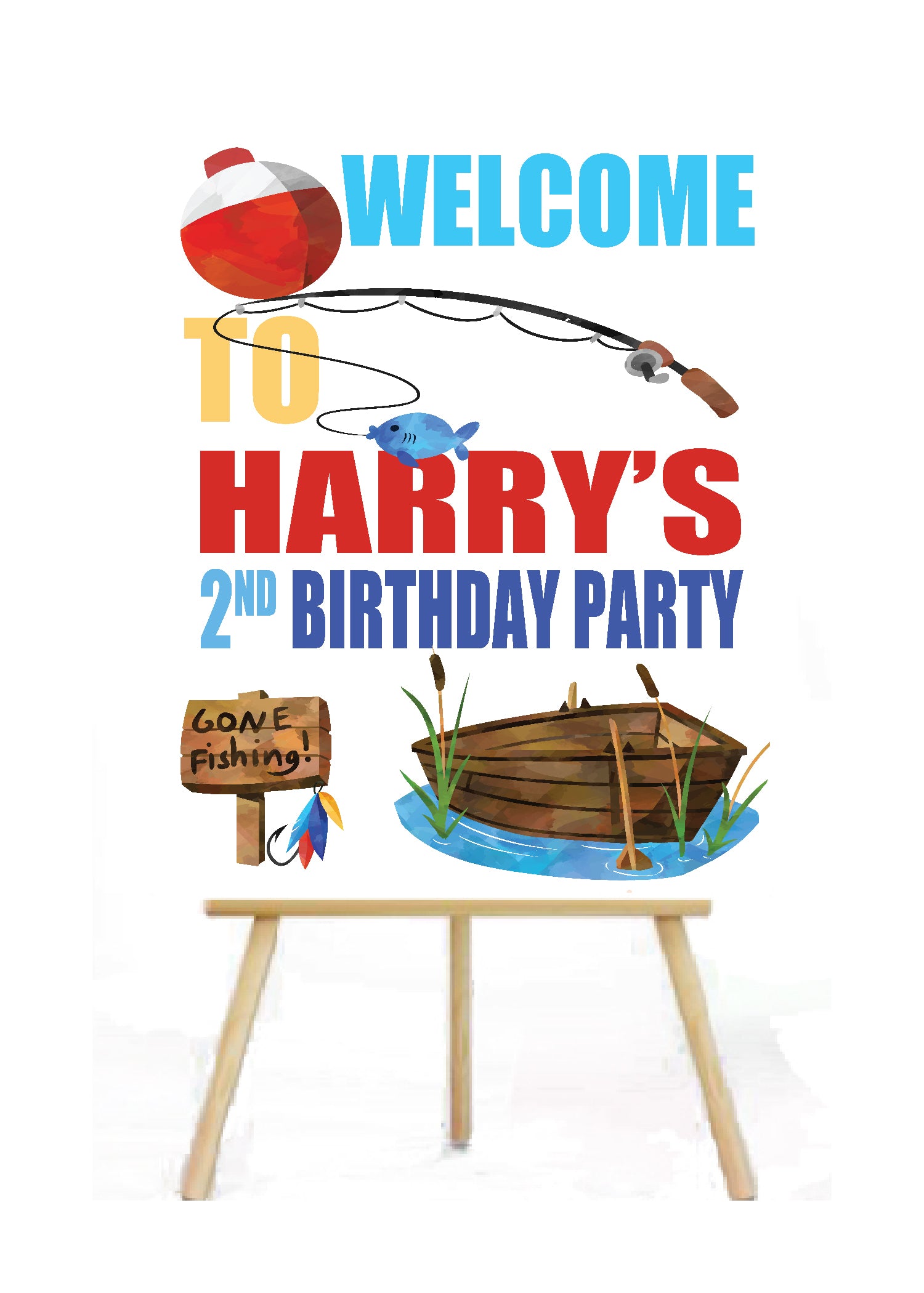 o' fish lly welcome sign, fishing birthday welcome party sign, signage