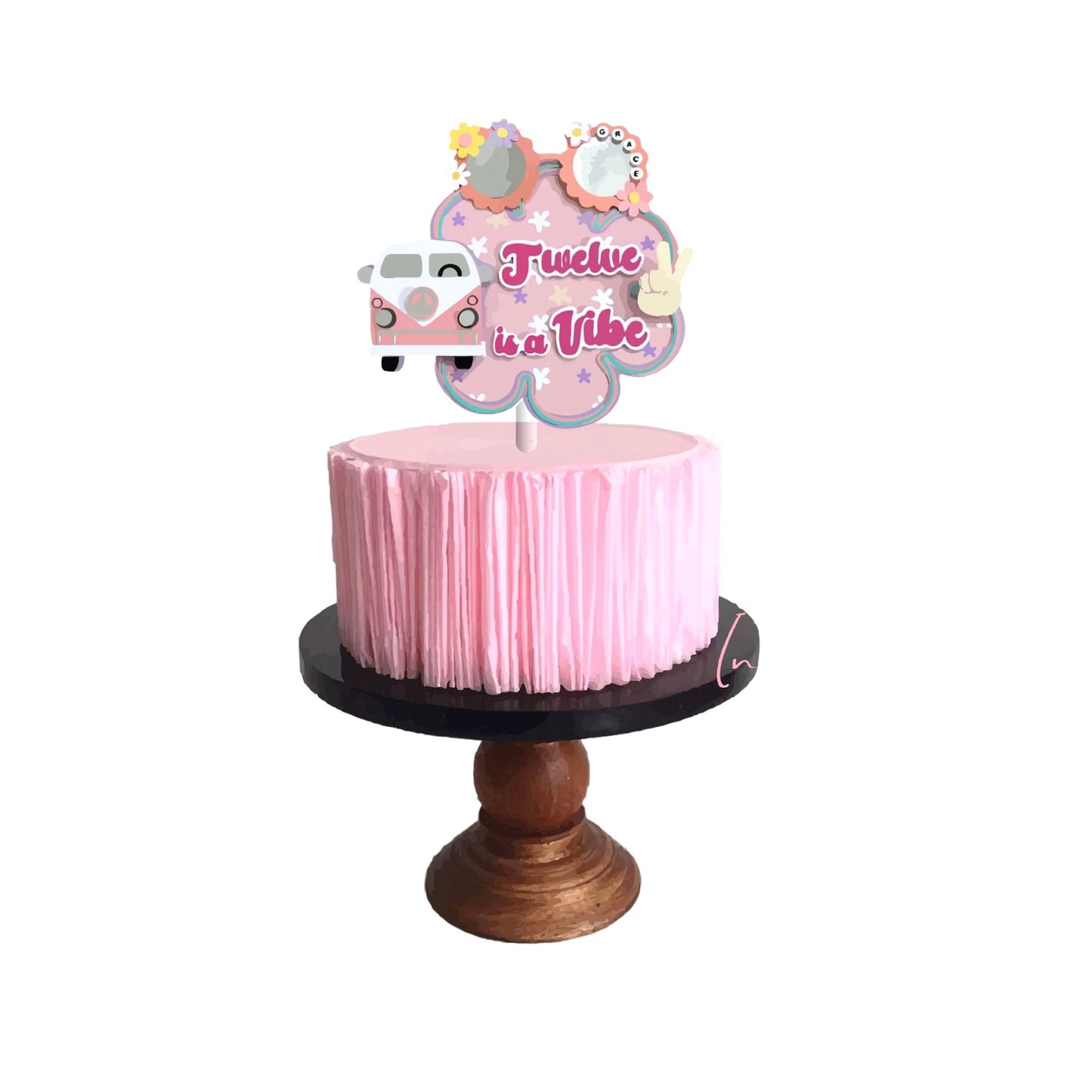 Groovy smash cake personalized topper
