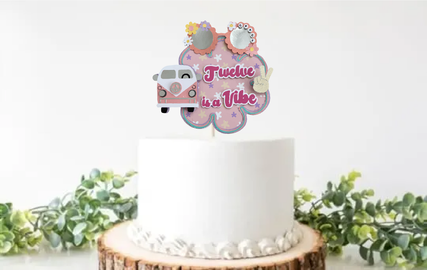 groovy personalized cake topper