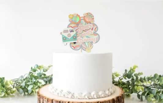 Groovy personalized cake topper