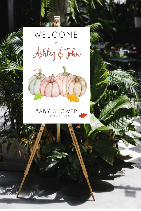 Autumn baby shower welcome sign