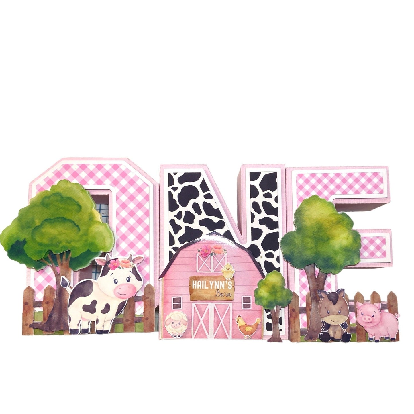 Pink farm 3D letter decoration