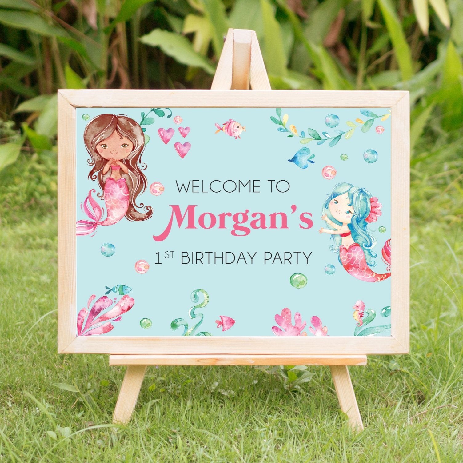 Mermaid Welcome Party Sign - Invitetique