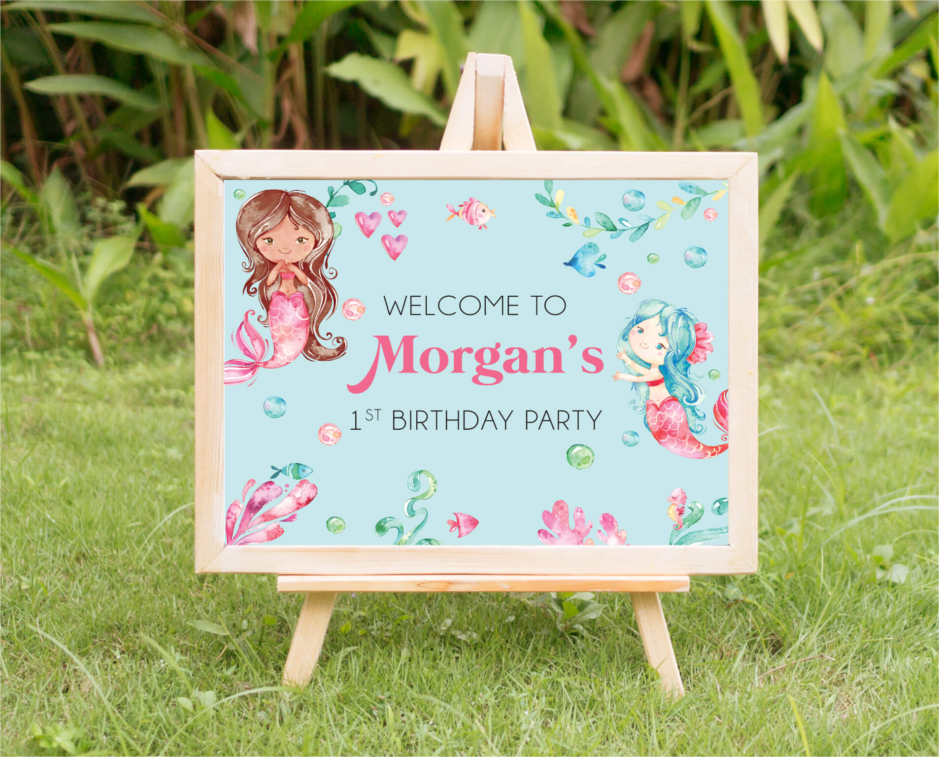 Mermaid Welcome Party Sign - Invitetique