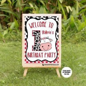Lil cow welcome poster red