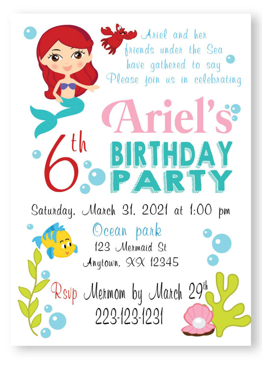 Litle Mermaid Ariel Invitation