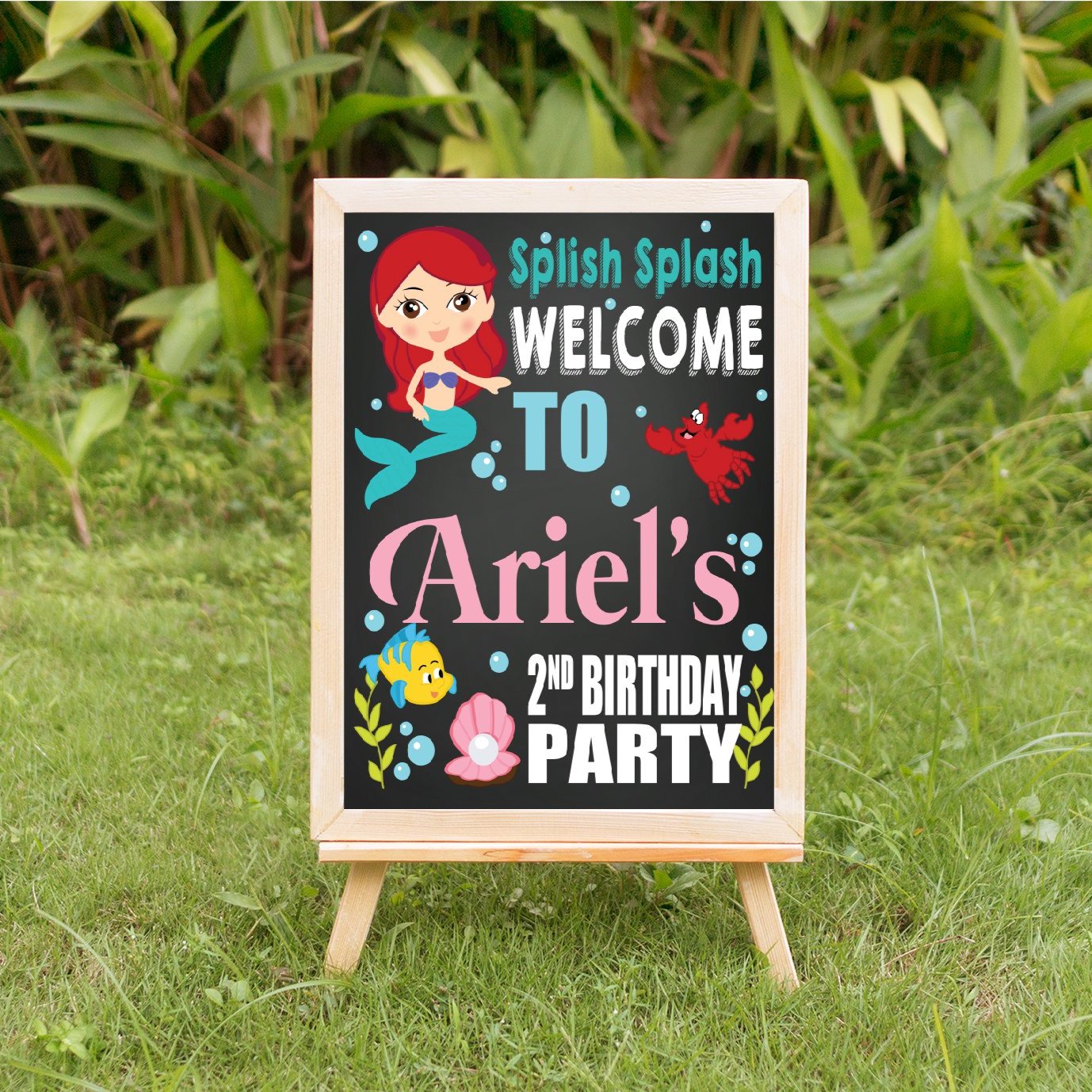 Little mermaid welcome birthday party signage