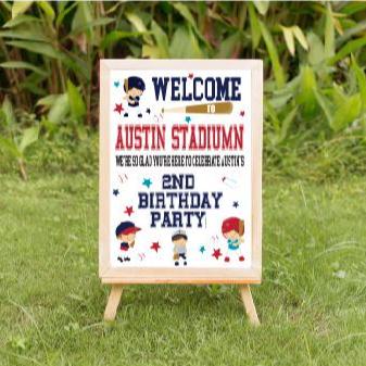 Baseball Rookie Birthday Welcome Sign - Invitetique