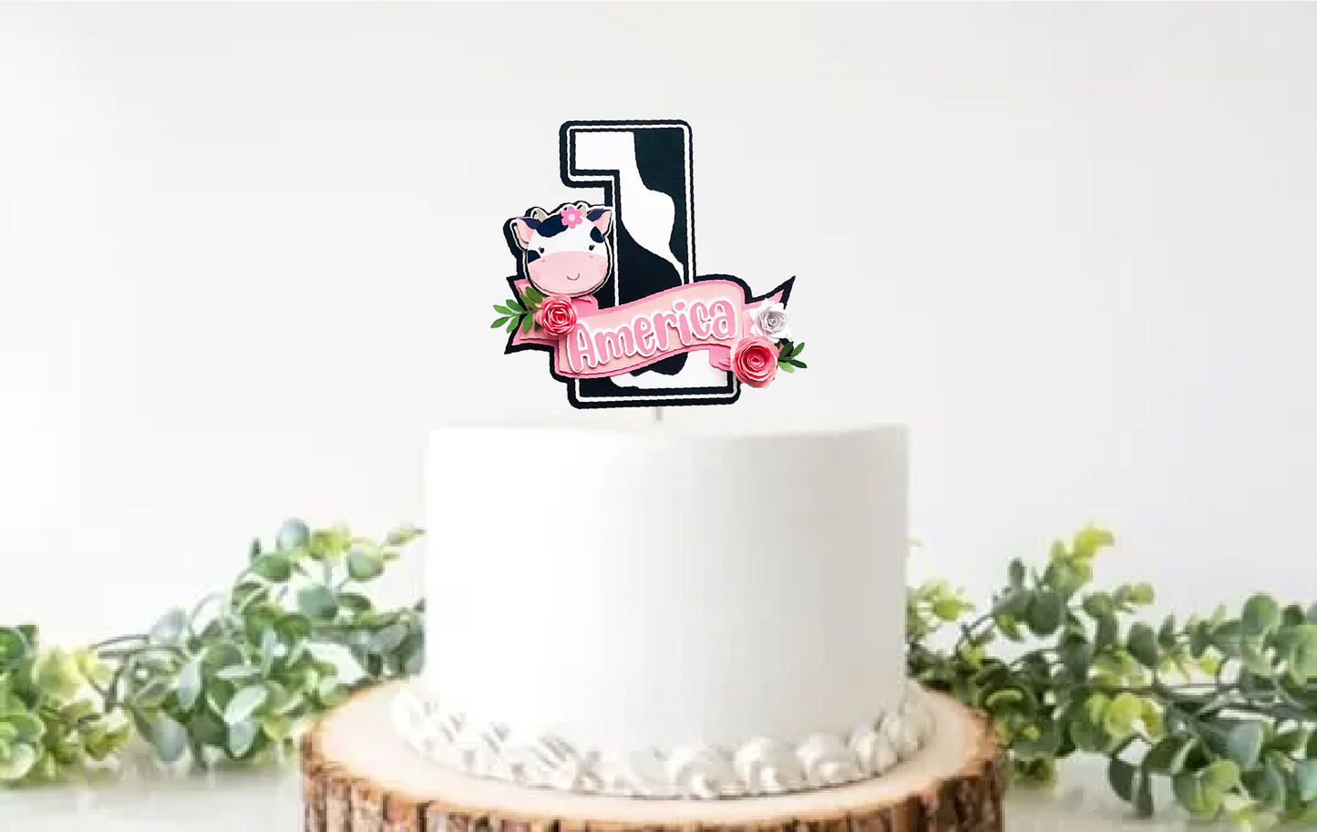 moo cow cake topper personalized