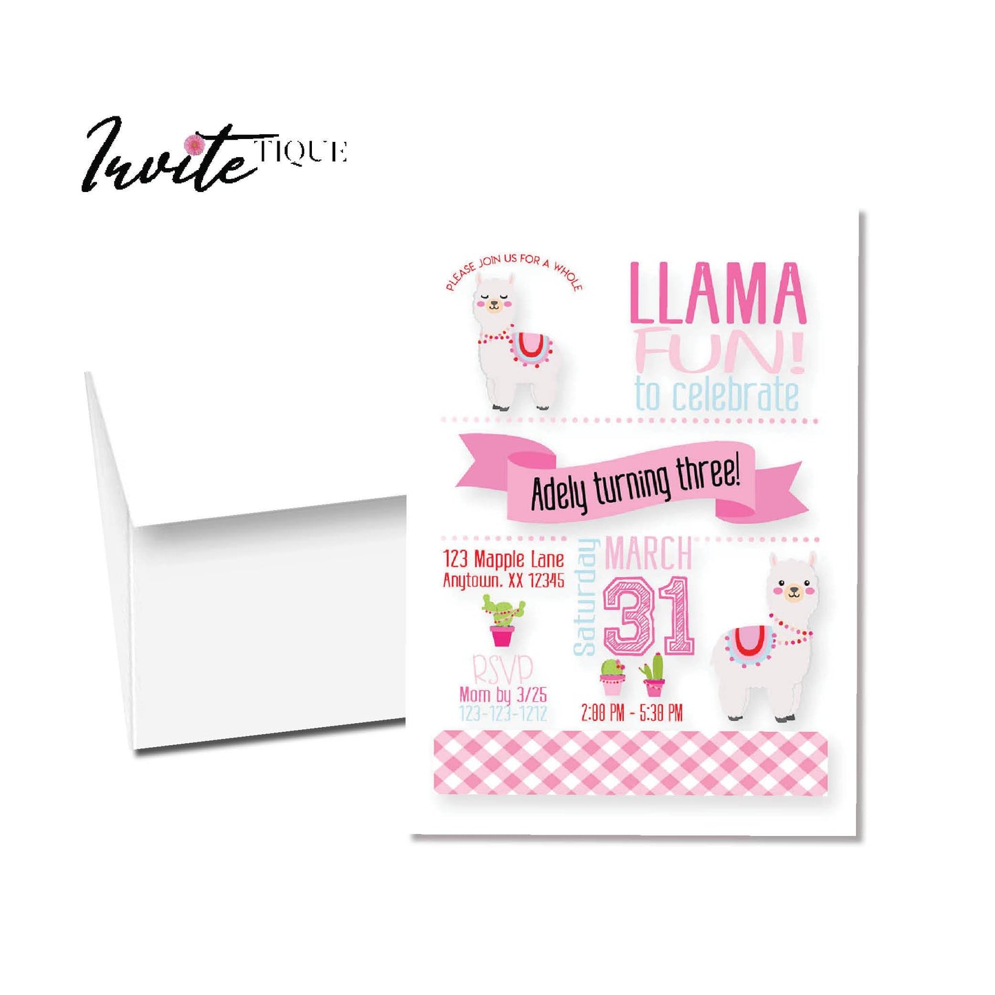 Llama farm birthday invitation