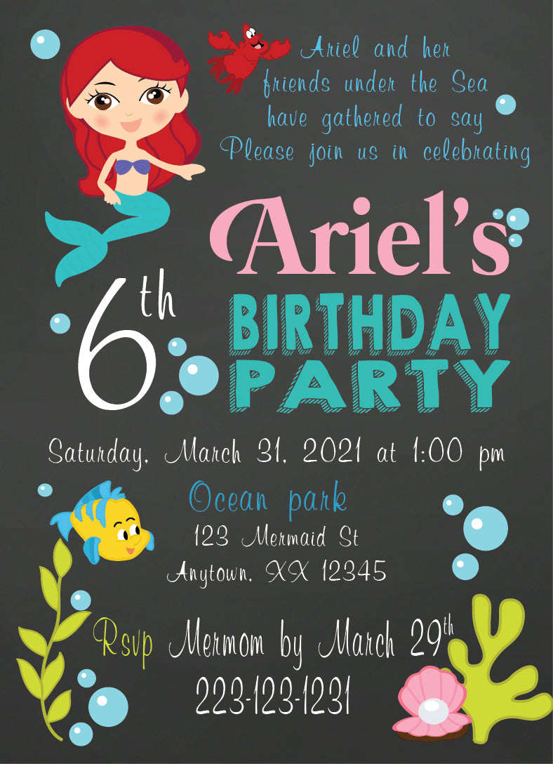 Little Mermaid birthday invitation