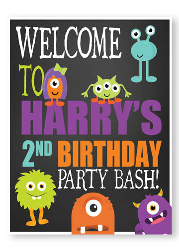 Monster birthday personalized welcome sign