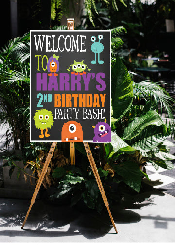 Little Monster Birthday Welcome yard sign