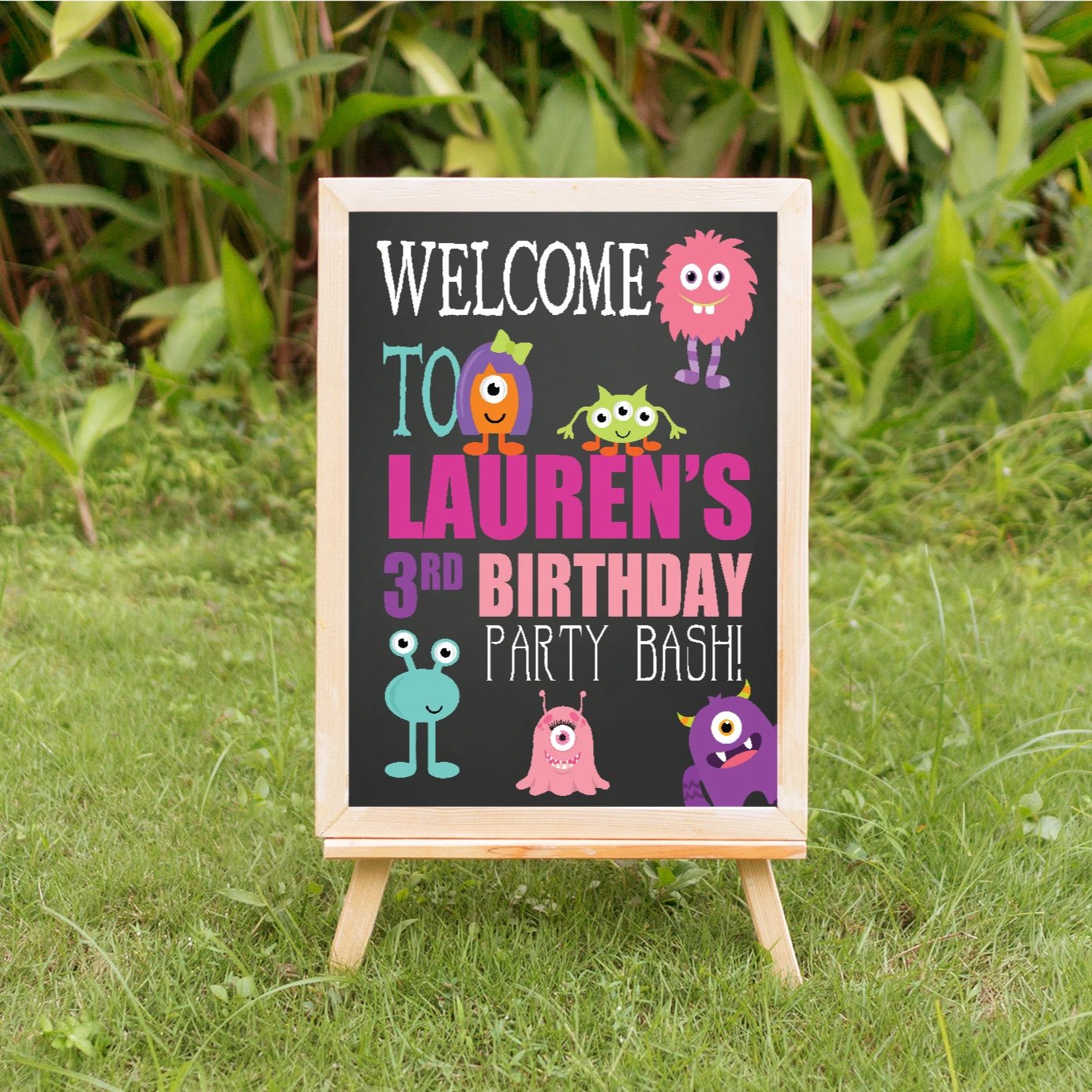 lil monster girl birthday party welcome sign