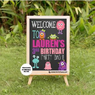 Little Monster girl birthday yard sign