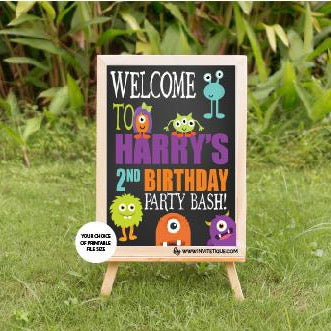 Monster birthday yard signage