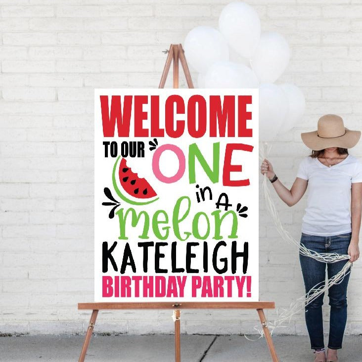 watermelon first birthday welcome sign