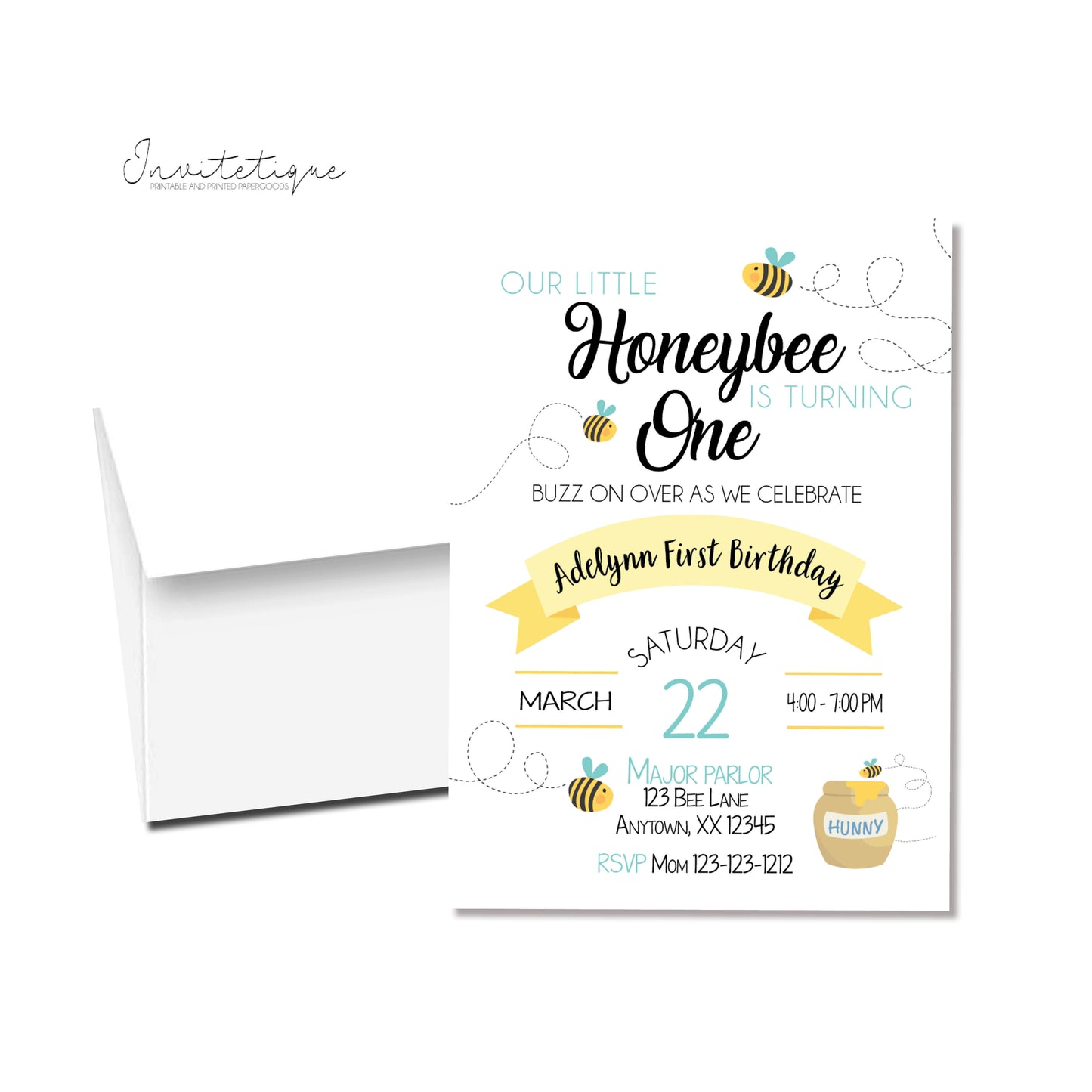 Honeybee birthday invitation