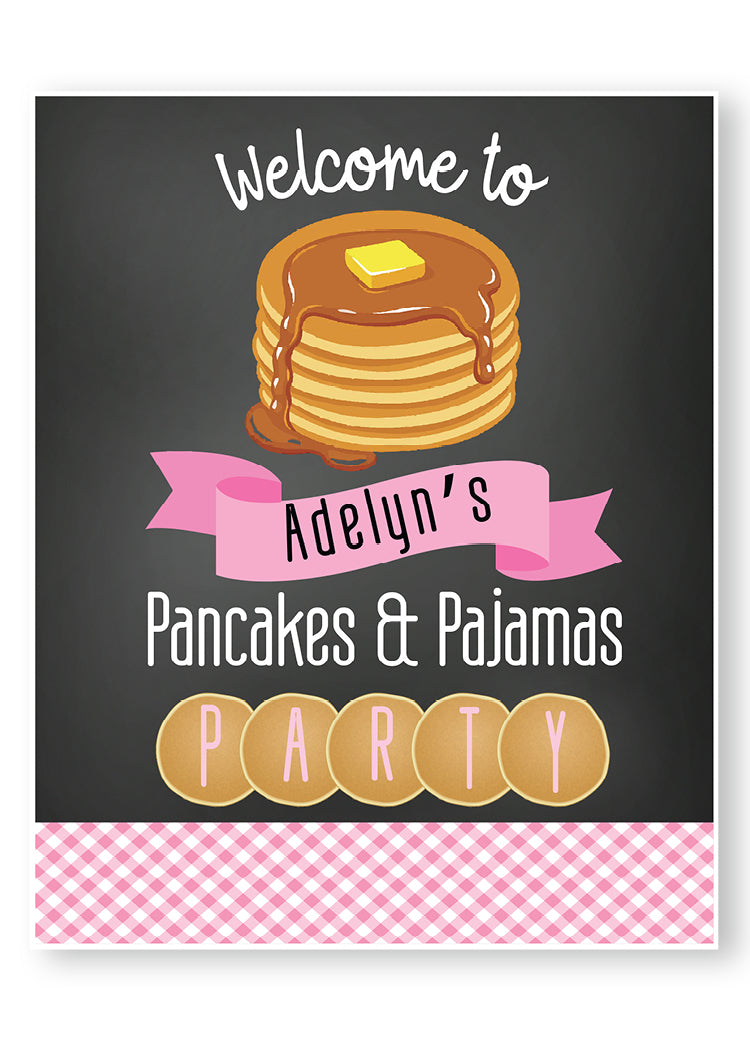 Pancakes and PJ's Birthday Welcome Personalized sign