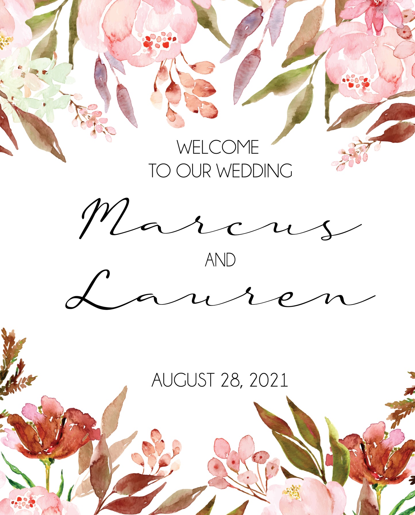 Peonies Wedding Welcome Sign - Invitetique