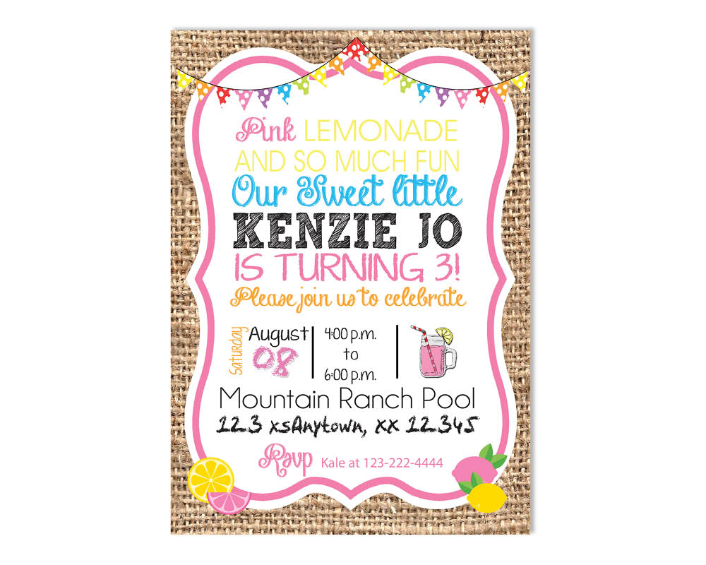 Pink Lemonade Invitations - Invitetique