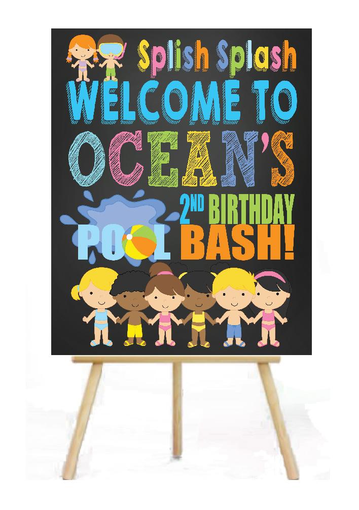 Pool Party welcome sign