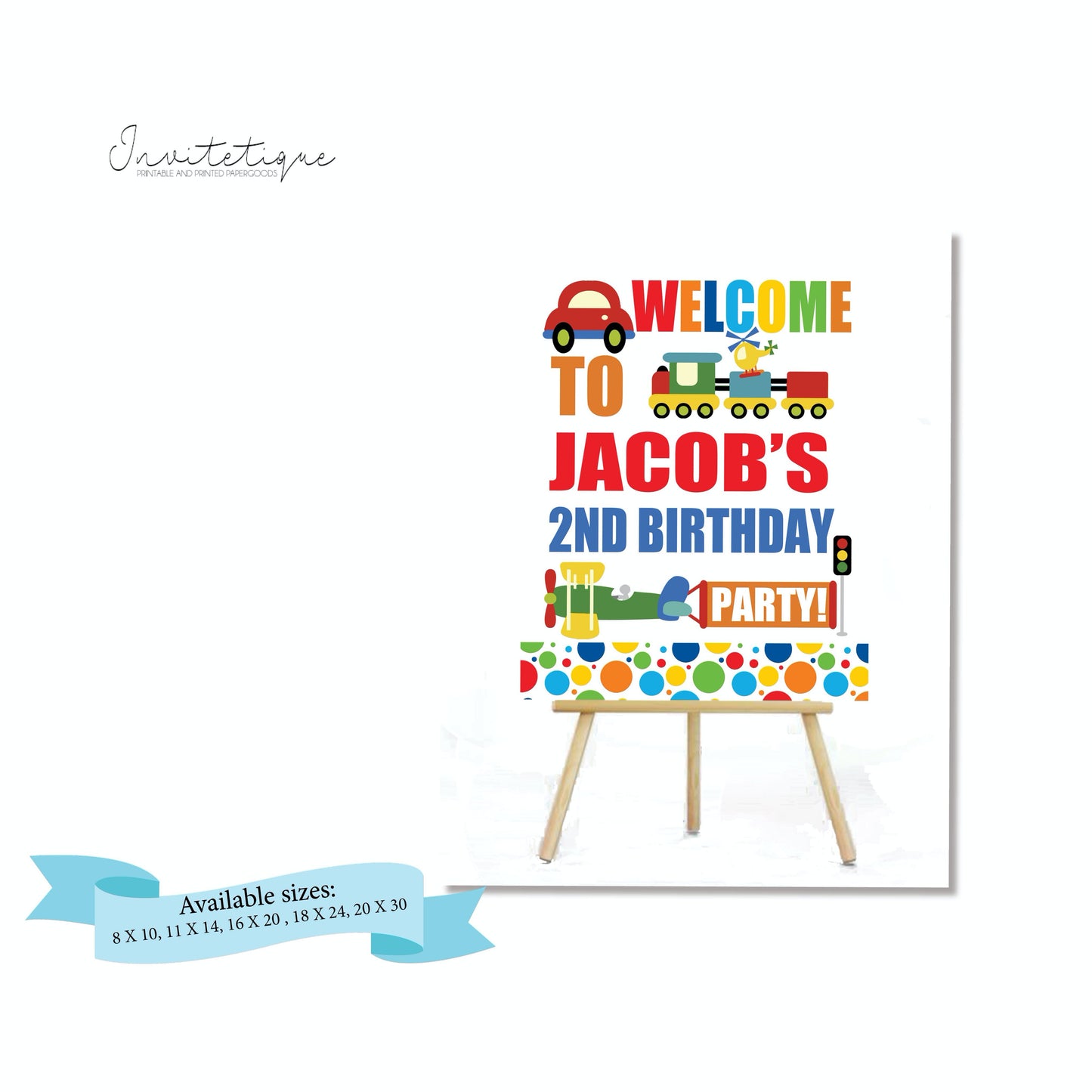 Transportation Birthday Welcome Sign - Invitetique