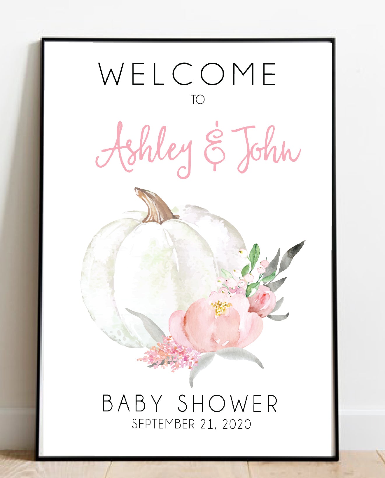 Pumpkin Baby Shower Welcome Sign - Invitetique