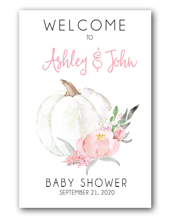 Pumpkin Baby Shower Welcome Sign - Invitetique