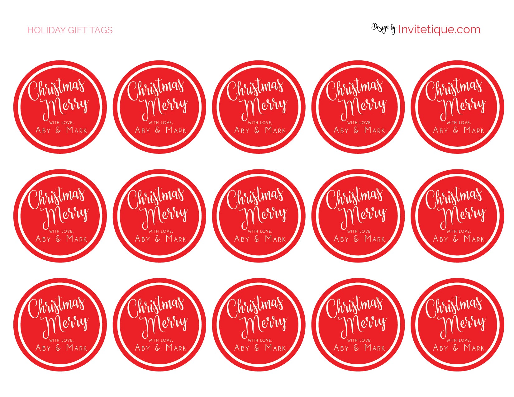 Christmas Red Circle GIft Tags – Invitetique