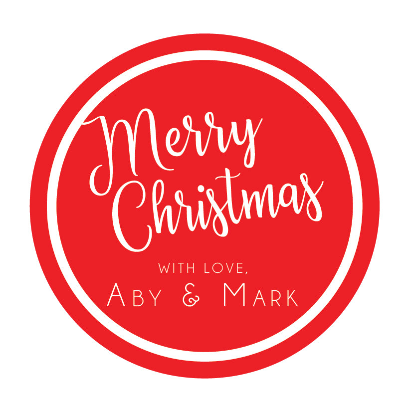 Red circle Christmas gift tags, personalized gift tags, tags, gift wrapping tags