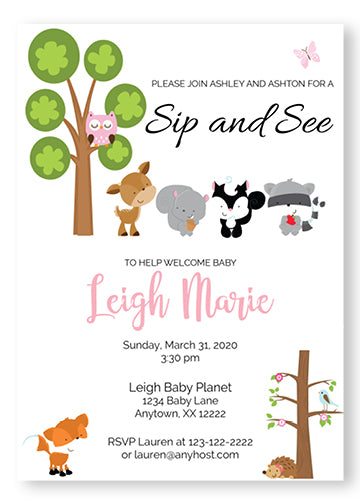 Woodland Friends Sip and See invitations SSI721 - Invitetique