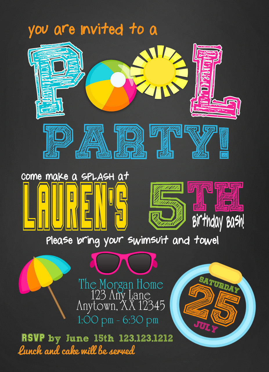Pool Party Birthday Bash Invitations - Invitetique