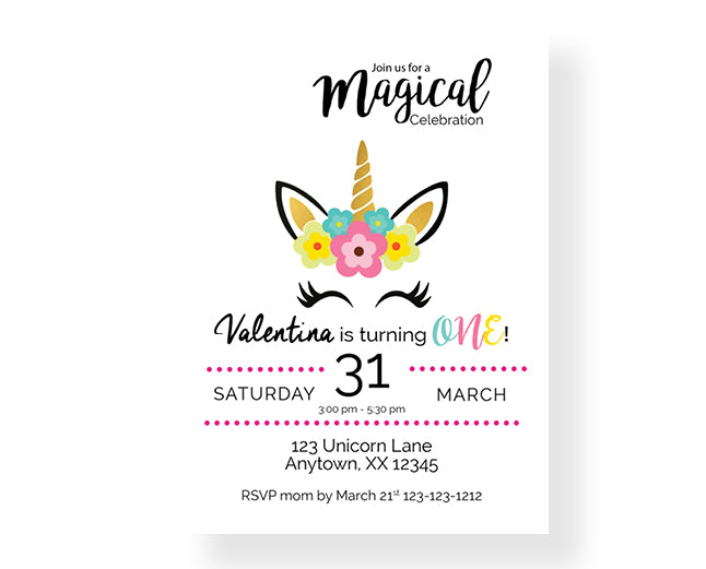 Magical Unicorn Invitations - Invitetique