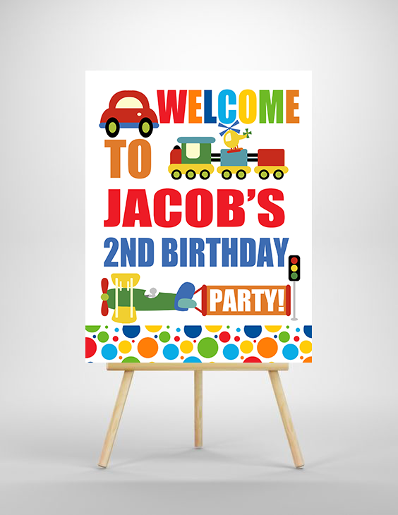 Transportation Birthday Welcome Sign - Invitetique