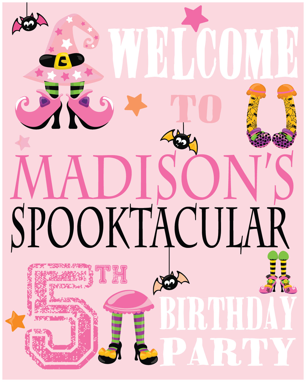 Pink halloween welcome sign