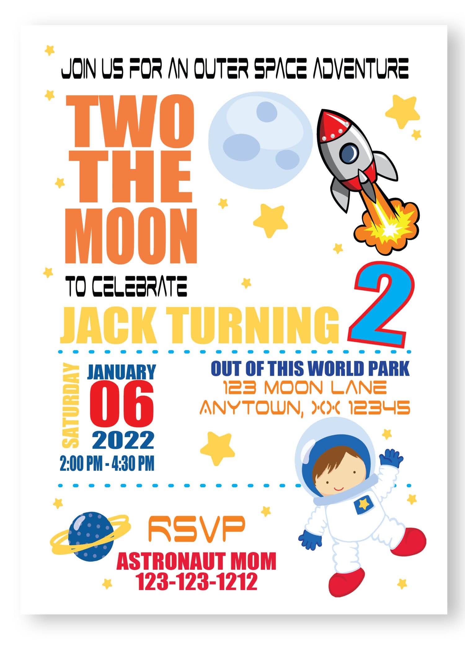 two the moon birthday party invitation