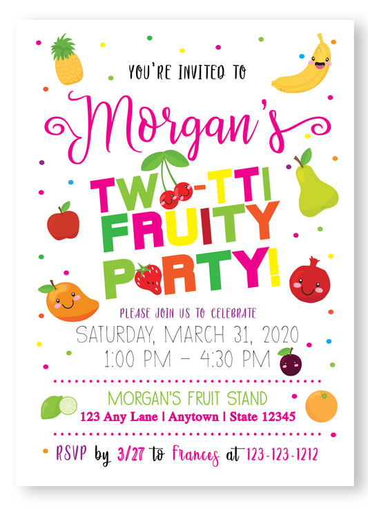 Twotti Frutti Birthday Party Digital Invitation - Invitetique