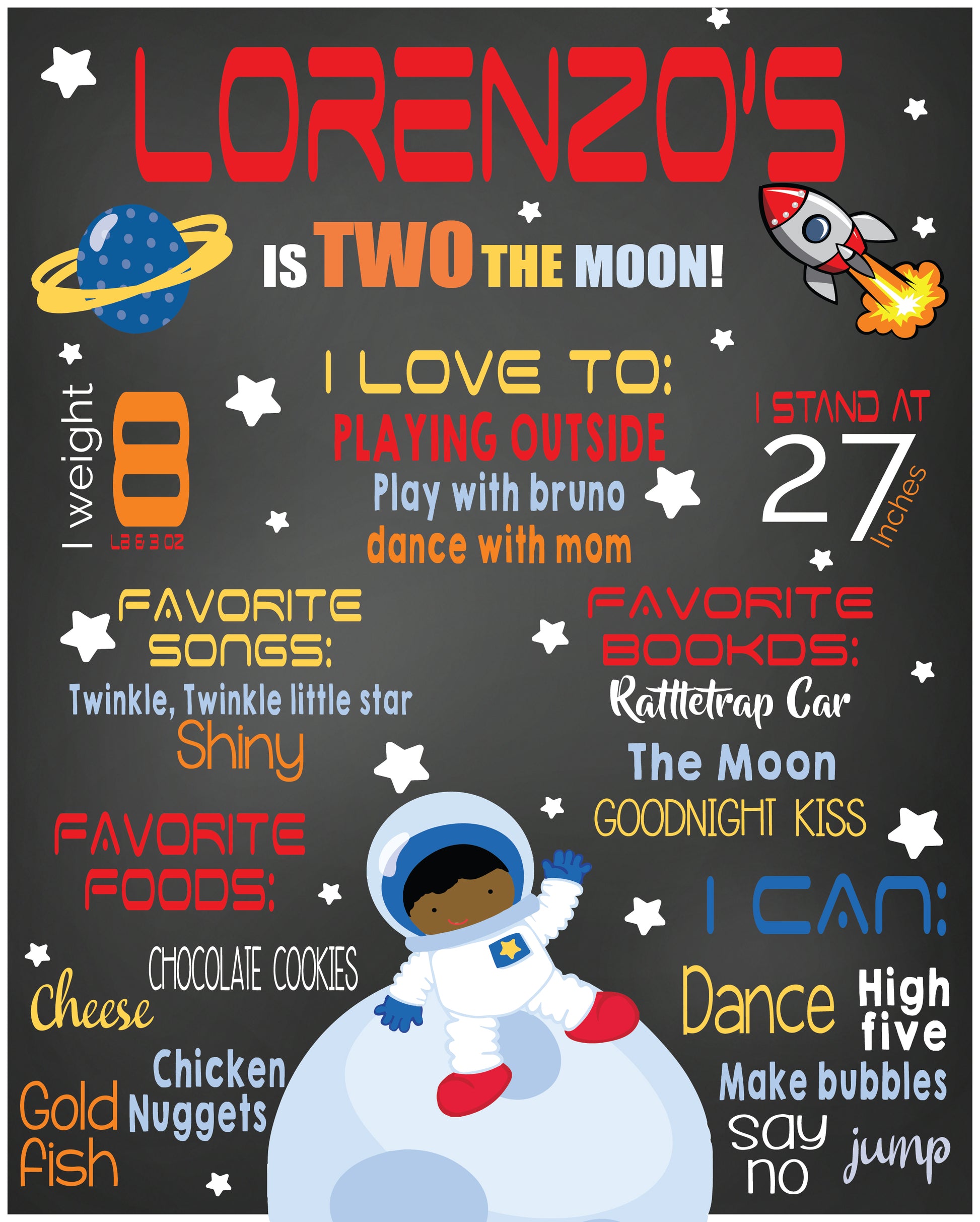 two the moon Afro American astronaut poster