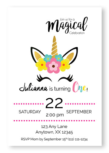 Magical Unicorn Invitations - Invitetique