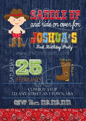 Cowboy Western Birthday Invitations - Invitetique