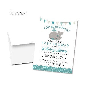 A Happy whale & squirt Baby Shower Invitation - Teal - Invitetique