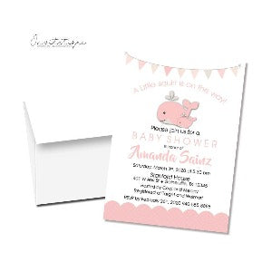 A Happy whale Baby Shower Invitations - Pink - Invitetique