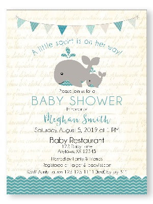 A Happy whale & Squirt Baby Shower Invitations - Teal - Invitetique