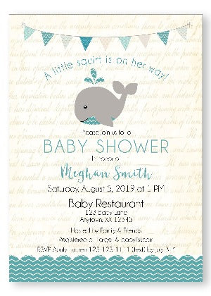 A Happy whale Baby Shower Invitations - Teal - Invitetique