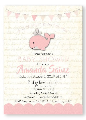 A Happy whale Baby Shower Invitations - Pink - Invitetique